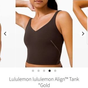 NWOT lululemon align crop bra gold accents